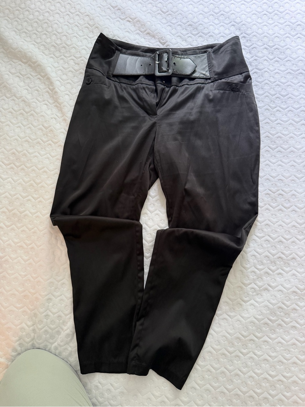 Charlotte Russe Black High-Waist Belted Pants